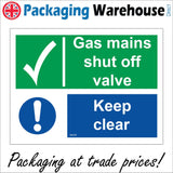 MA340 Gas Shut Off Valve Keep Clear Sign with Tick Exclamation Mark