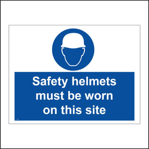 MA143 Safety Helmets Must Be Worn On Site Sign with Face Hard Hat