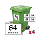 Custom Bin Number Signs House Name and Street Name/Number/Road Stickers A6 4 Pack