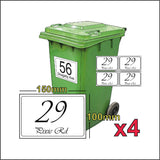 Custom Bin Number Signs House Name and Street Name/Number/Road Stickers A6 4 Pack