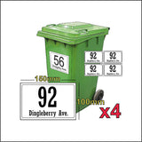 Custom Bin Number Signs House Name and Street Name/Number/Road Stickers A6 4 Pack