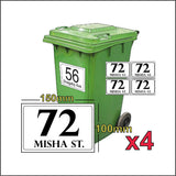 Custom Bin Number Signs House Name and Street Name/Number/Road Stickers A6 4 Pack