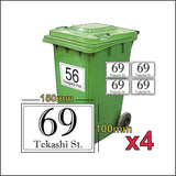 Custom Bin Number Signs House Name and Street Name/Number/Road Stickers A6 4 Pack