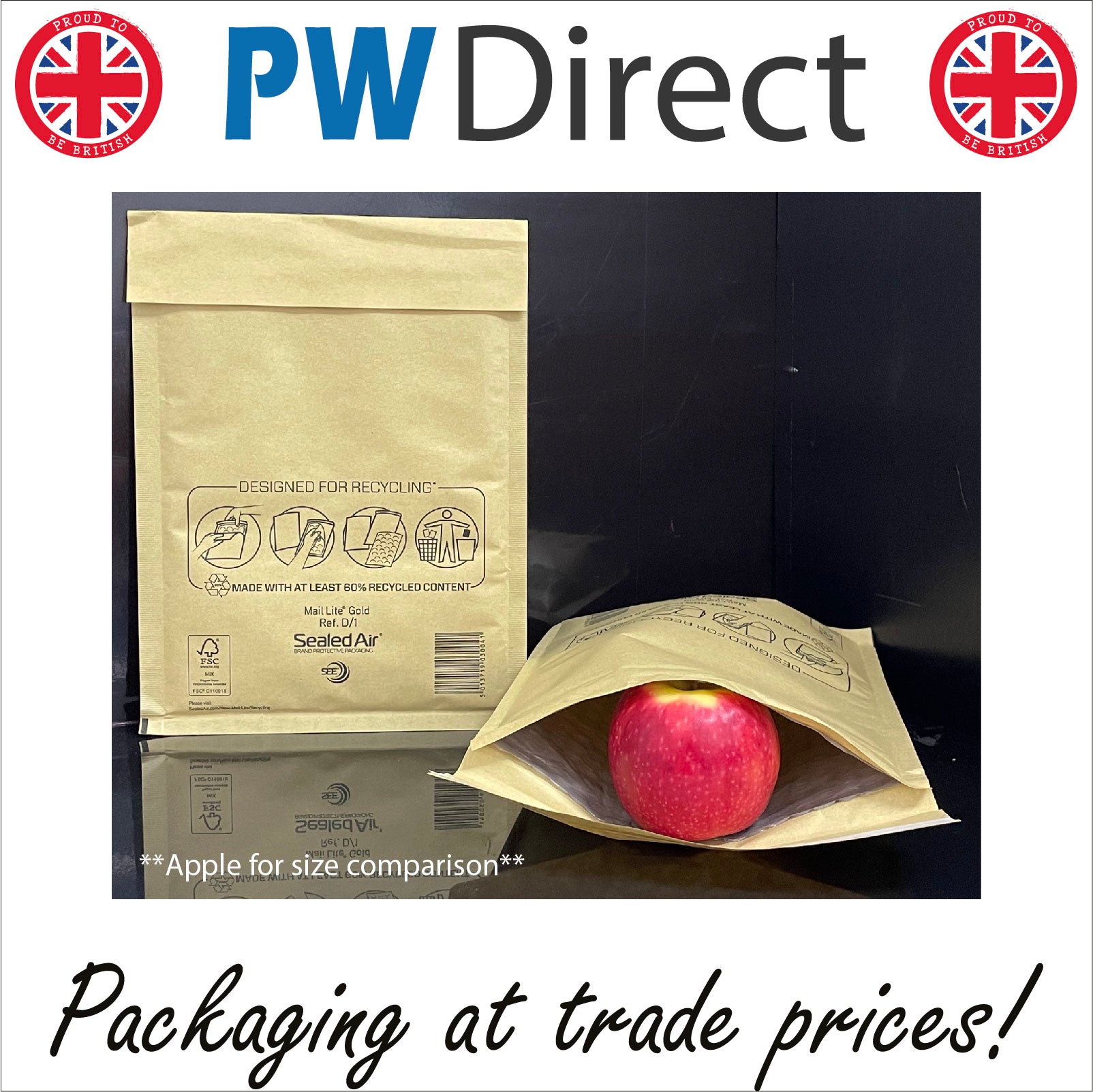 D/1 180 x 260mm x Mail Lite Bubble Jiffy Bag – PWDirect