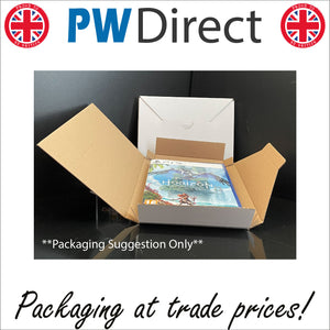DVD BLU RAY, XBOX, PS5 CONSOLE DIE CUT 190 x 140 x 18mm (7.5 x 5.5 x 0.75")  WHITE CARDBOARD MAILING BOX ROYAL MAIL PIP LARGE LETTER