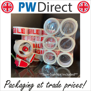 Fragile 2" 48mm X 66m Red & White Packaging Parcel Tape