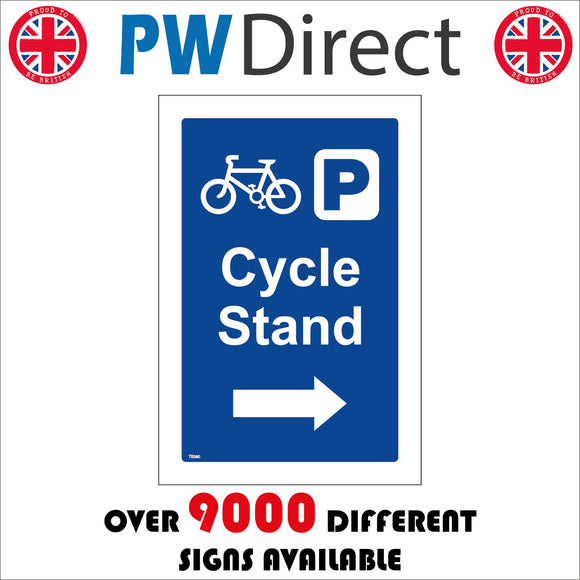 TR380 Cycle Stand Right Arrow Parking Sign with Bicycle Right Arrow Parking Logo