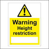 WT080 Warning Height Restriction Sign with Triangle Exclamation Mark