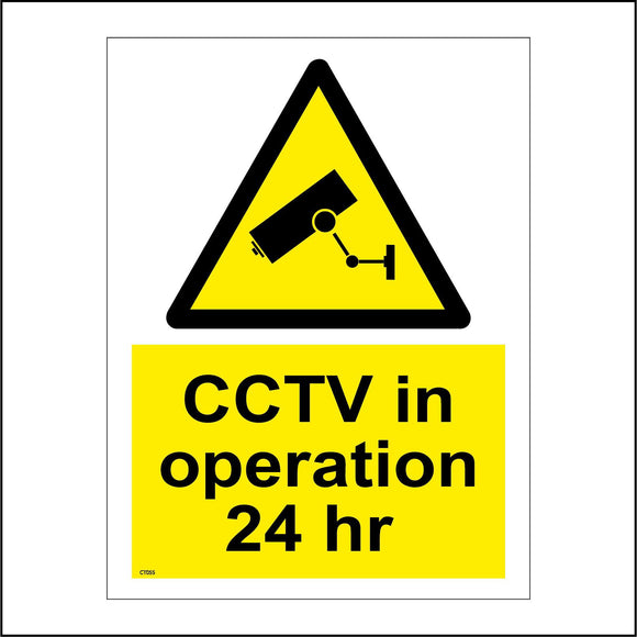 CT055 CCTV In Operation 24Hr Sign with Triangle CCTV Camera