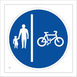 TR387 Pedestrian Route Only Pedal Cycle Route Only Sign with Man Child Bicycle Vertical  Line