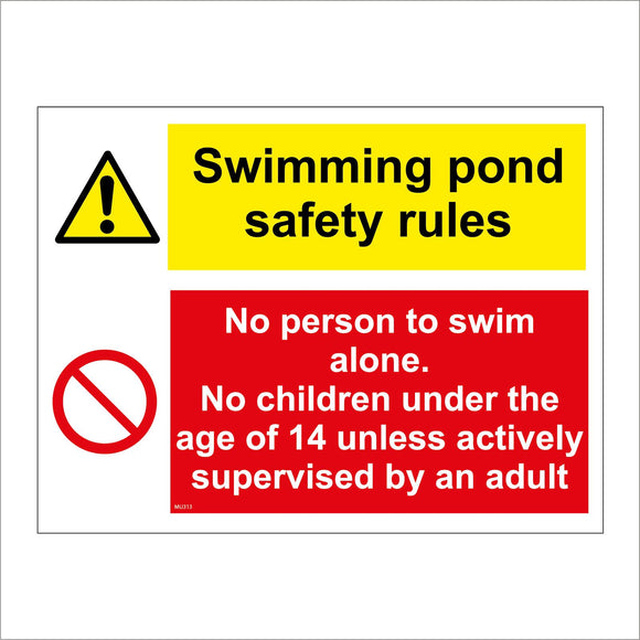 MU313 Swimming Pond Safety Rules Children Supervised