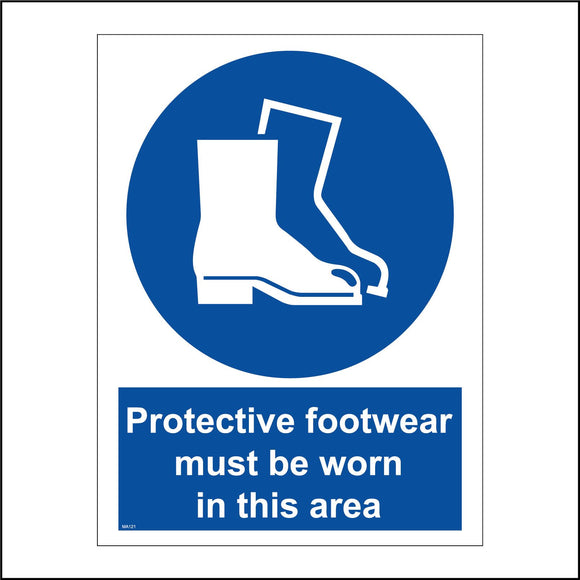 MA121 Protective Footwear Must Be Worn In This Area Sign with Boots