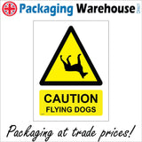 WS818 Caution Flying Dogs Sign with Triangle Dog Upside Down