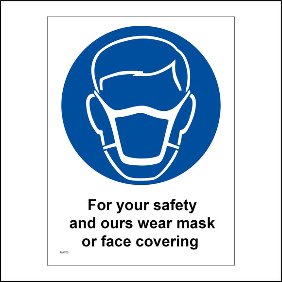 MA705 For Your Safety And Ours Wear Mask Or Face Covering Sign with Mask Face