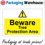 WS580 Beware Tree Protection Area Sign with Triangle Exclamation Mark