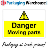 WS954 Danger Moving Parts Sign with Triangle Exclamation Mark