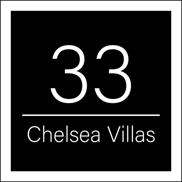 CM297 33 Chelsea Villas Apartment Road Street Location Number Door Plate Plaque Personalise Sign