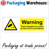 WS749 Warning These Premises Are Under 24 Hour Surveillance Sign with Triangle Camera