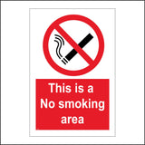 NS056 This Is A No Smoking Area Sign with Circle Cigarette