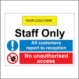 MU267 Staff Only No Unauthorised Access Your Logo Company Name