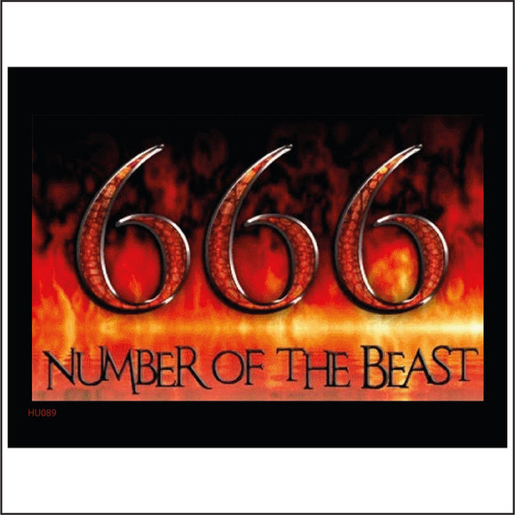 HU089 666 Number Of The Beast Sign with Fire