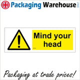 WS844 Mind Your Head Sign with Triangle Exclamation Mark