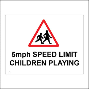 CS226 5Mph Speed Limit Children Playing Sign with Triangle Children