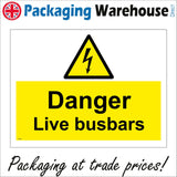 WS605 Danger Live Busbars Sign with Triangle Lightning Arrow