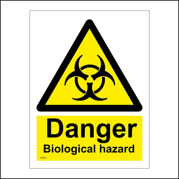 HA077 Danger Biological Hazard Sign with Biological Sign Triangle