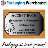 IN186 Accept Both Compliments And Criticism For Growth Sign with Tree