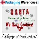 XM271 Santa Please Stop Here We Have Cookies Choose Personalise Name Sign with Stars Snowflakes