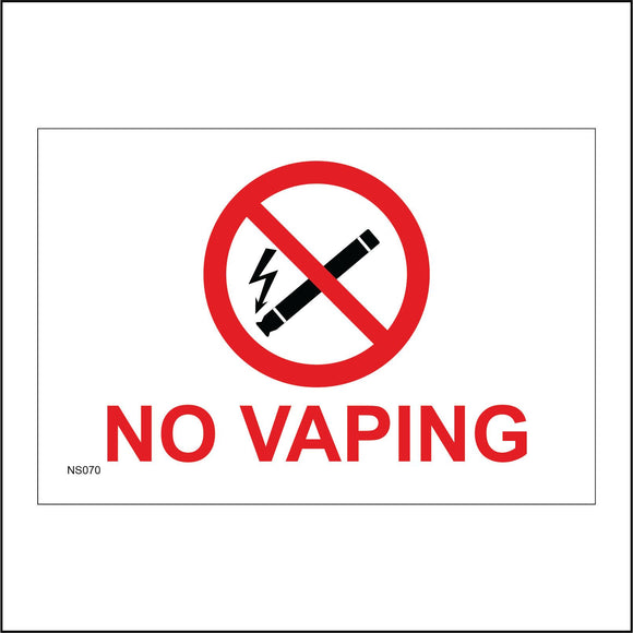 NS070 No Vaping Sign with Circle E-Cigarette Lightning Bolt