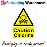 WS203 Caution Chlorine Sign with Triangle Skull &Cross Bones
