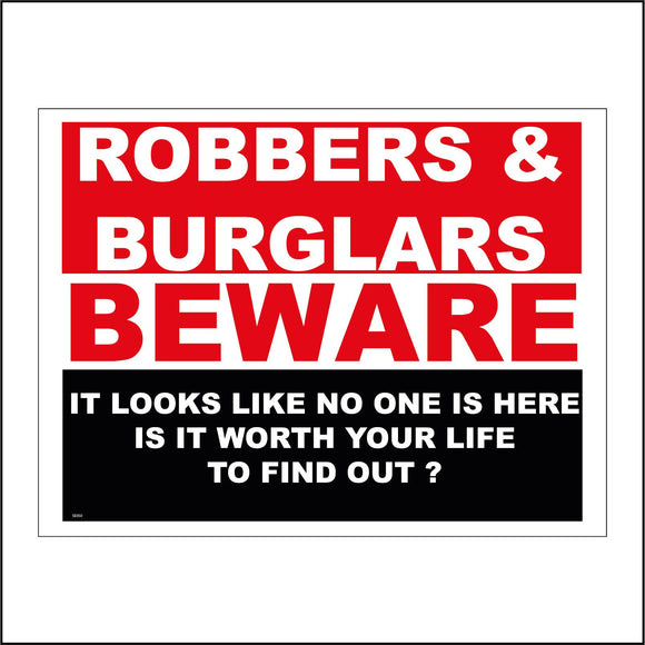 SE050 Robbers & Burglars Beware Sign