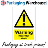 WS785 Warning Hazardous Waste Sign with Triangle Exclamation Mark