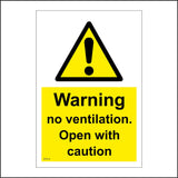 WT014 Warning No Ventilitation Open With Caution Sign with Exclamation Mark