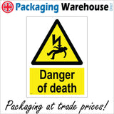 WS454 Danger Of Death Sign with Triangle Lightning Arrow Person