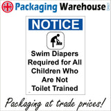 GE068 Notice Swim Diapers Required For All Children Who Are Not Toilet Trained Sign with Lady Baby