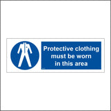 MA185 Protective Clothing Must Be Worn In This Area Sign with Overalls