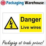 WS957 Danger Live Wires Sign with Triangle Lightning Bolt