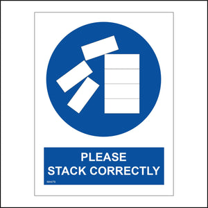MA479 Please Stack Correctly Sign with Circle Boxes Falling