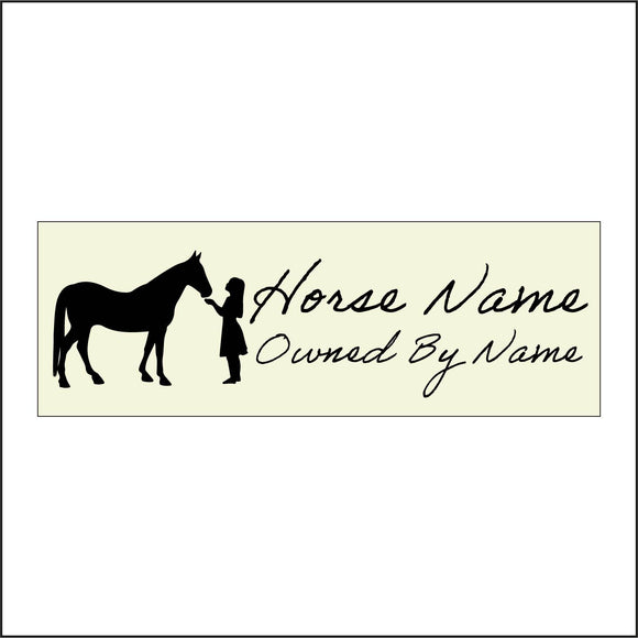 CM996 Horse Named Owned By Name Sign with Horse Girl