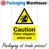 WS554 Caution Floor Slippery When Wet Sign with Triangle Person
