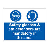 MA453 Safety Glasses & Ear Defenders Are Mandatory In This Area Sign with One With Face Ear Defenders Face Glasses
