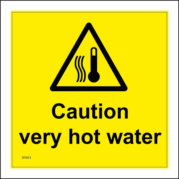 Sweltering Sign WS853 Caution Very Hot Water Sign with Triangle Thermometer 3 Squiggly ...