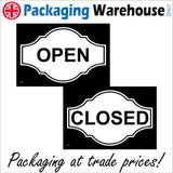 DS013 Open Closed Sign Plaque Black White Door Double Sided