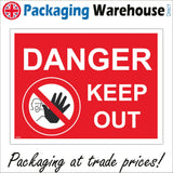PR096 Danger Keep Out Sign with Circle Hand Face Diagonal Line Through
