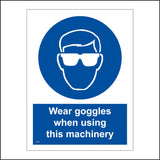 MA082 Wear Goggles When Using This Machinery Sign with Face Glasses