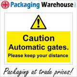 WT045 Caution Automatic Gates Sign with Triangle Exclamation Mark