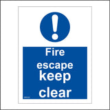 MA522 Fire Escape Keep Clear Sign with Circle Exclamation Mark